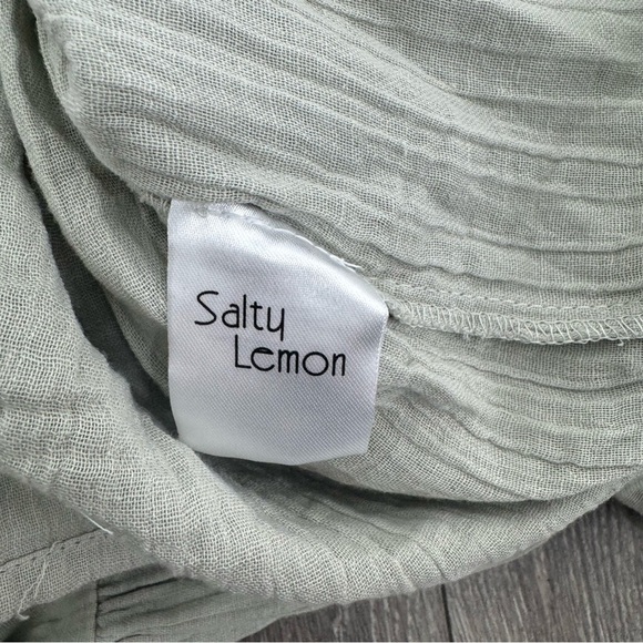 Salty Lemon Sage Green Sleeveless Tiered Midi Dress NWT Size Medium - Picture 6 of 10